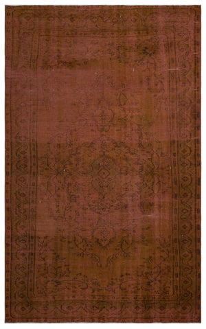 Brown Over Dyed Vintage Rug 5'10'' x 9'7'' ft 178 x 291 cm