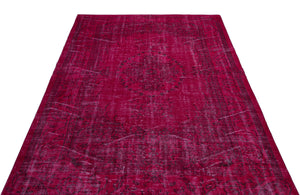 Fuchsia Over Dyed Vintage Rug 5'8'' x 8'8'' ft 172 x 265 cm