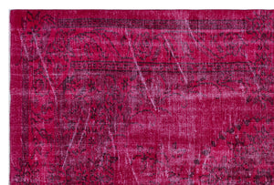 Fuchsia Over Dyed Vintage Rug 5'8'' x 8'8'' ft 172 x 265 cm