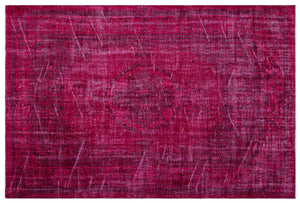 Fuchsia Over Dyed Vintage Rug 5'8'' x 8'8'' ft 172 x 265 cm