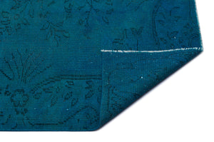 Turquoise Over Dyed Vintage Rug 5'3'' x 8'5'' ft 161 x 256 cm