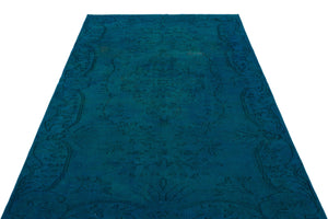 Turquoise Over Dyed Vintage Rug 5'3'' x 8'5'' ft 161 x 256 cm