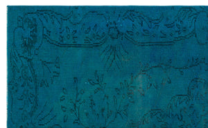 Turquoise Over Dyed Vintage Rug 5'3'' x 8'5'' ft 161 x 256 cm