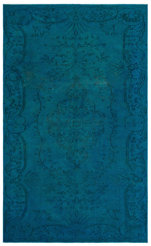Turquoise Over Dyed Vintage Rug 5'3'' x 8'5'' ft 161 x 256 cm