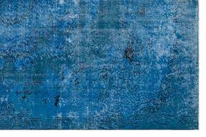 Turquoise Over Dyed Vintage Rug 5'8'' x 8'7'' ft 172 x 262 cm
