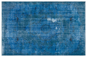 Turquoise Over Dyed Vintage Rug 5'8'' x 8'7'' ft 172 x 262 cm