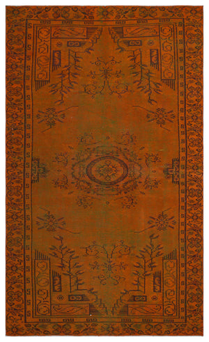 Orange Over Dyed Vintage Rug 5'5'' x 8'10'' ft 164 x 270 cm
