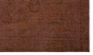Brown Over Dyed Vintage Rug 5'5'' x 9'3'' ft 164 x 282 cm