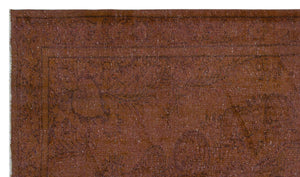 Brown Over Dyed Vintage Rug 5'5'' x 9'3'' ft 164 x 282 cm