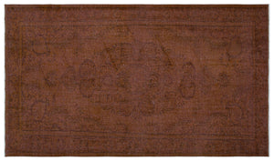Brown Over Dyed Vintage Rug 5'5'' x 9'3'' ft 164 x 282 cm