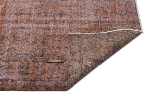 Brown Over Dyed Vintage Rug 5'8'' x 9'4'' ft 173 x 285 cm