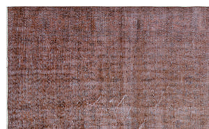 Brown Over Dyed Vintage Rug 5'8'' x 9'4'' ft 173 x 285 cm