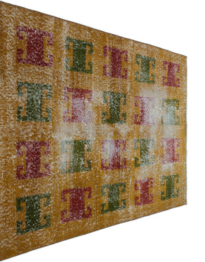 Retro Over Dyed Vintage Rug 3'5'' x 5'2'' ft 105 x 157 cm