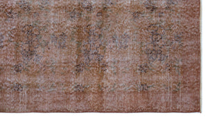 Brown Over Dyed Vintage Rug 3'8'' x 6'5'' ft 113 x 195 cm