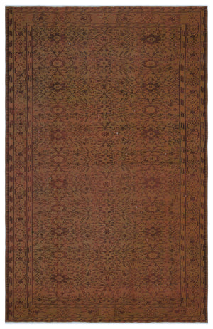 Brown Over Dyed Vintage Rug 5'9'' x 8'9'' ft 174 x 267 cm