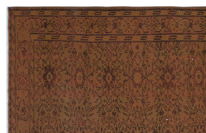 Brown Over Dyed Vintage Rug 5'9'' x 8'9'' ft 174 x 267 cm
