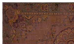 Brown Over Dyed Vintage Rug 5'7'' x 9'1'' ft 171 x 278 cm