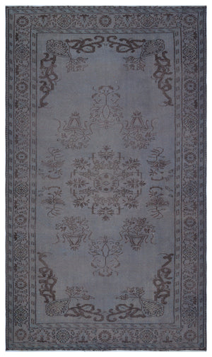 Gray Over Dyed Vintage Rug 5'8'' x 9'5'' ft 172 x 287 cm
