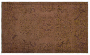 Brown Over Dyed Vintage Rug 5'3'' x 8'11'' ft 160 x 271 cm