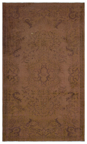 Brown Over Dyed Vintage Rug 5'3'' x 8'11'' ft 160 x 271 cm