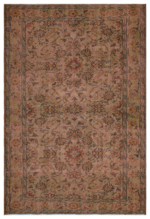 Brown Over Dyed Vintage Rug 5'6'' x 8'2'' ft 167 x 248 cm