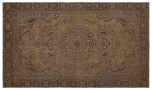 Brown Over Dyed Vintage Rug 5'6'' x 9'3'' ft 167 x 281 cm