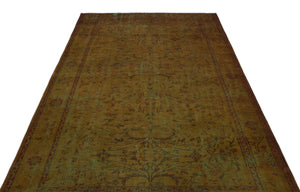 Brown Over Dyed Vintage Rug 5'9'' x 9'1'' ft 176 x 276 cm