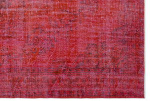 Red Over Dyed Vintage Rug 6'0'' x 9'3'' ft 184 x 282 cm
