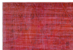 Red Over Dyed Vintage Rug 6'0'' x 9'3'' ft 184 x 282 cm