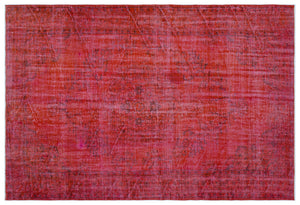 Red Over Dyed Vintage Rug 6'0'' x 9'3'' ft 184 x 282 cm