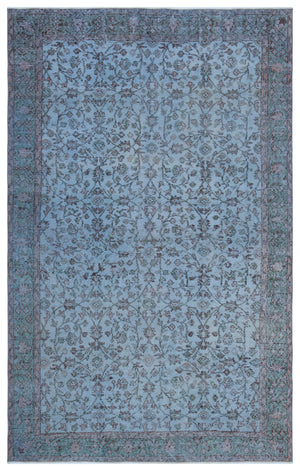 Blue Over Dyed Vintage Rug 5'9'' x 9'2'' ft 175 x 280 cm