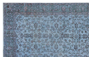 Blue Over Dyed Vintage Rug 5'9'' x 9'2'' ft 175 x 280 cm