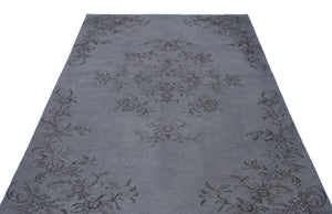 Gray Over Dyed Vintage Rug 5'6'' x 8'6'' ft 168 x 258 cm