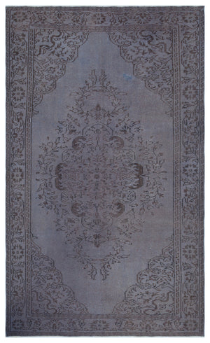 Gray Over Dyed Vintage Rug 5'5'' x 8'10'' ft 165 x 268 cm