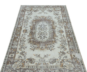 Beige Over Dyed Vintage Rug 3'8'' x 6'7'' ft 113 x 200 cm