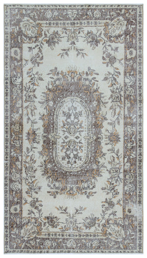 Beige Over Dyed Vintage Rug 3'8'' x 6'7'' ft 113 x 200 cm