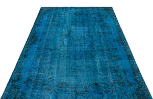 Turquoise Over Dyed Vintage Rug 5'5'' x 8'7'' ft 166 x 262 cm