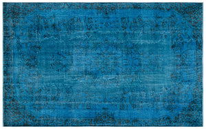Turquoise Over Dyed Vintage Rug 5'5'' x 8'7'' ft 166 x 262 cm