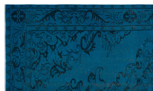 Turquoise Over Dyed Vintage Rug 5'9'' x 9'10'' ft 175 x 300 cm