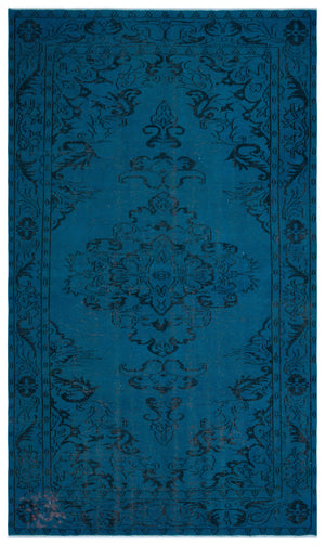 Turquoise Over Dyed Vintage Rug 5'9'' x 9'10'' ft 175 x 300 cm