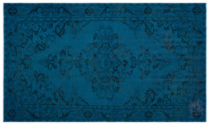Turquoise Over Dyed Vintage Rug 5'9'' x 9'10'' ft 175 x 300 cm