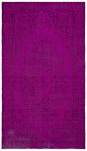 Fuchsia Over Dyed Vintage Rug 5'4'' x 9'3'' ft 162 x 283 cm