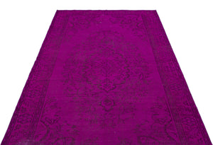 Fuchsia Over Dyed Vintage Rug 5'4'' x 9'3'' ft 162 x 283 cm
