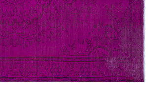 Fuchsia Over Dyed Vintage Rug 5'4'' x 9'3'' ft 162 x 283 cm