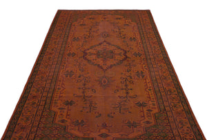 Brown Over Dyed Vintage Rug 5'3'' x 9'1'' ft 161 x 278 cm