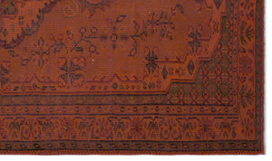 Brown Over Dyed Vintage Rug 5'3'' x 9'1'' ft 161 x 278 cm