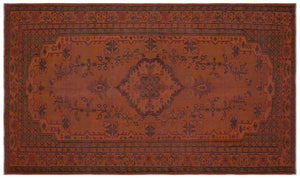 Brown Over Dyed Vintage Rug 5'3'' x 9'1'' ft 161 x 278 cm