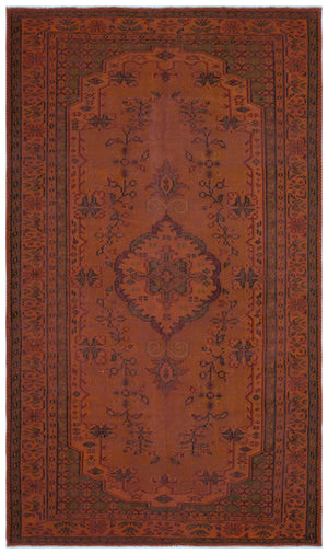 Brown Over Dyed Vintage Rug 5'3'' x 9'1'' ft 161 x 278 cm