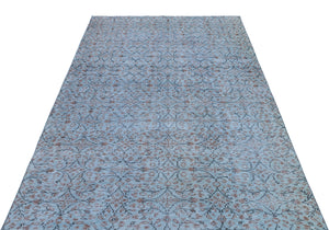 Blue Over Dyed Vintage Rug 5'1'' x 8'11'' ft 154 x 272 cm