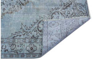 Traditional Design Stone Blue Over Dyed Vintage Rug 4'10'' x 8'3'' ft 147 x 251 cm